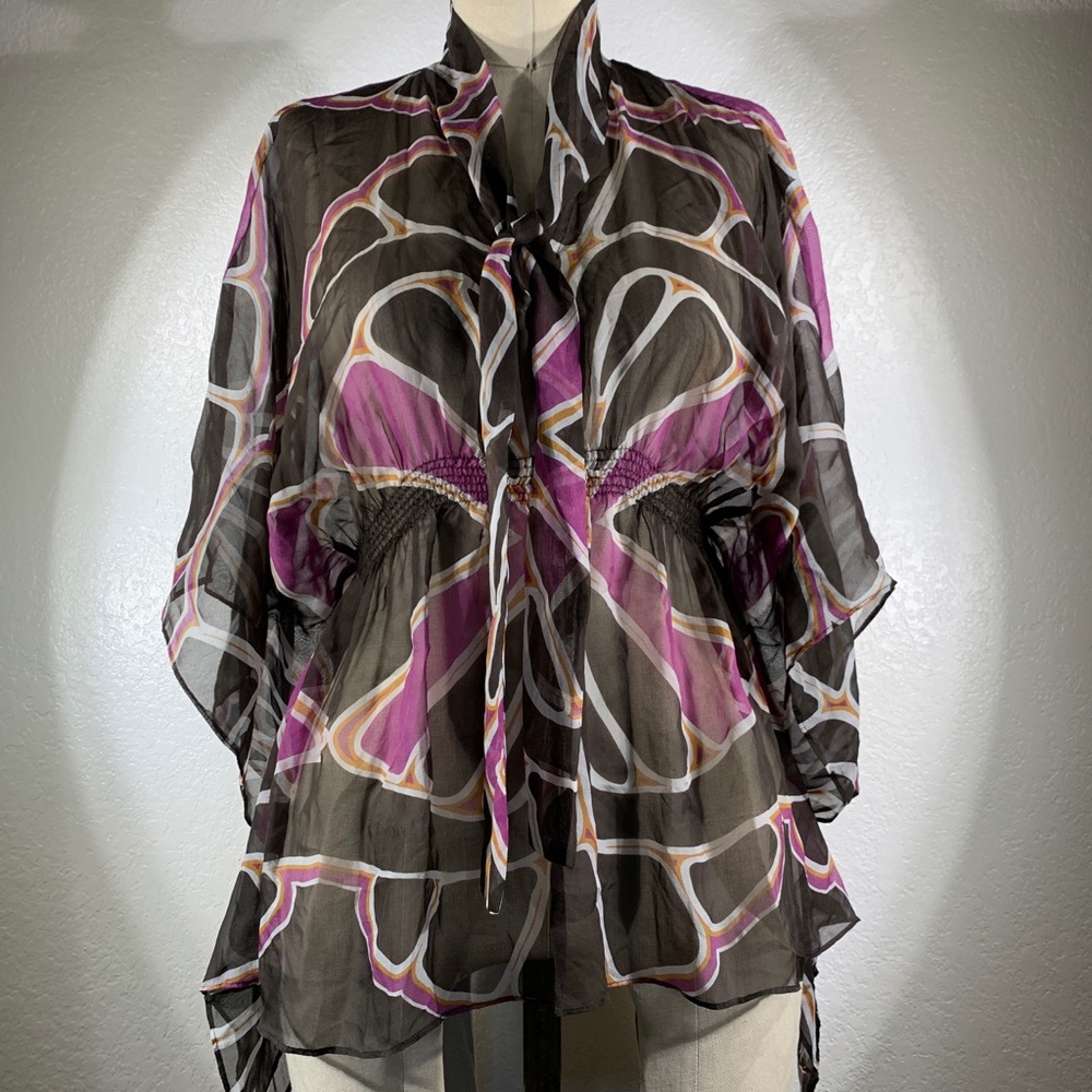 4 Love and Liberty by Johnny Was GoGo Blouse in 60s Butterfly Print M NWT